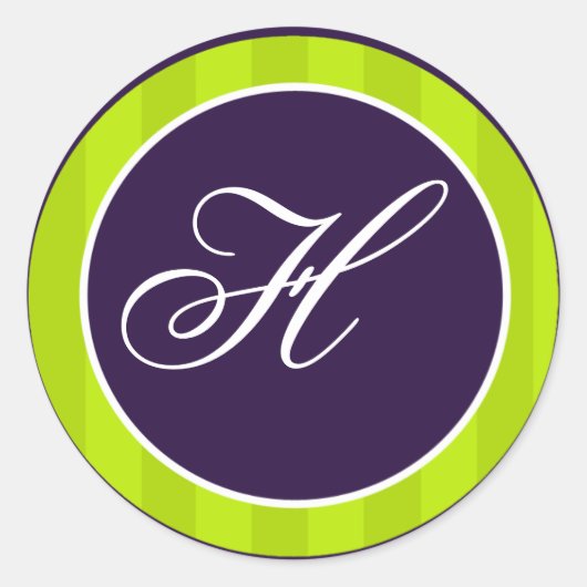 20 - 1.5インチ封筒用シールライムグリーン&パープル ラウンドシール (正面)