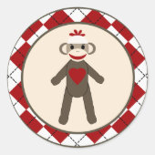 20 - 1.5インチ封筒用シールレッドソックモンキーアーガイル ラウンドシール (正面)