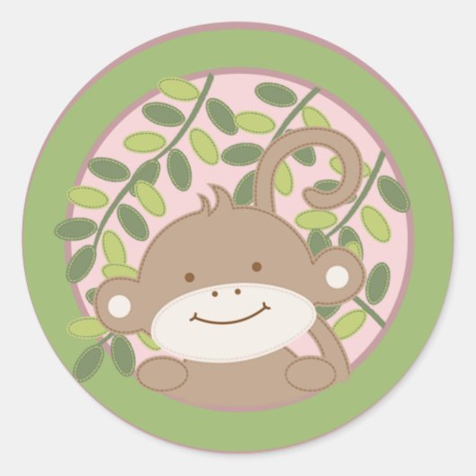 20 - 1.5インチ封筒用シールLeap Safariジャングルモンキー ラウンドシール (正面)