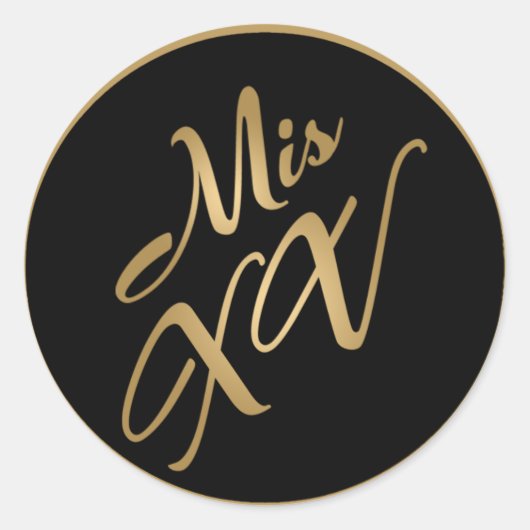 20 - 1.5インチ封筒用シールMIS XV金ゴールドブラックパーティー ラウンドシール (正面)