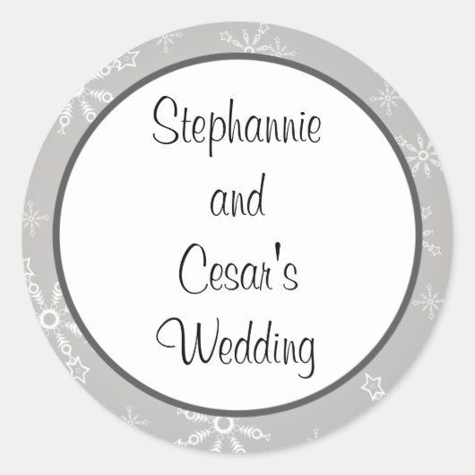 20 - 1.5インチFavyスタンプ灰色の雪の結晶 ラウンドシール (正面)