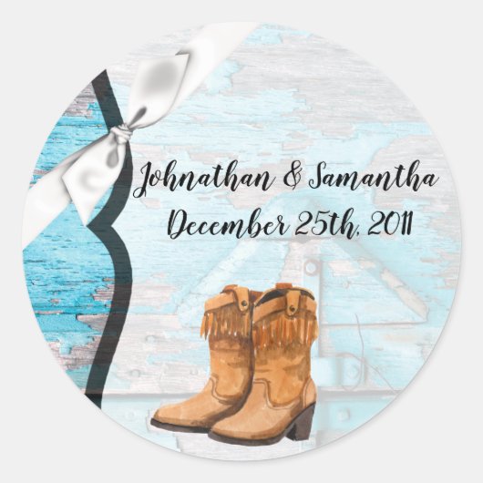 20 - 1.5インチFavyスタンプ青い木の納屋ドアブーツ ラウンドシール (正面)