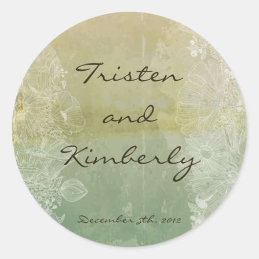 20 - 1.5インチFavyスティッカーヴィンテージフローラアンティーク ラウンドシール (正面)