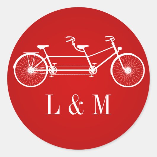 20 - 1.5封筒用シールお洒落レッドダブルバイク ラウンドシール (正面)