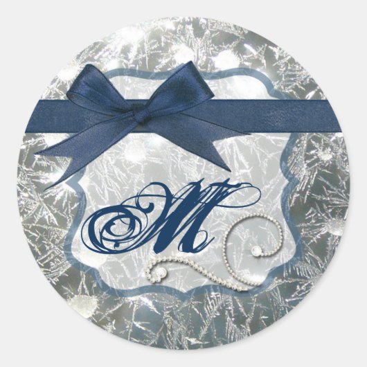 20 - 1.5封筒用シールひび氷の冬の雪Ic ラウンドシール (正面)