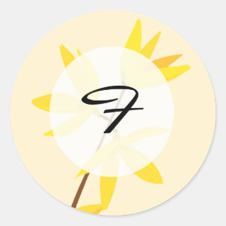 20 - 1.5封筒用シールイエロー&クリームフローラ ラウンドシール