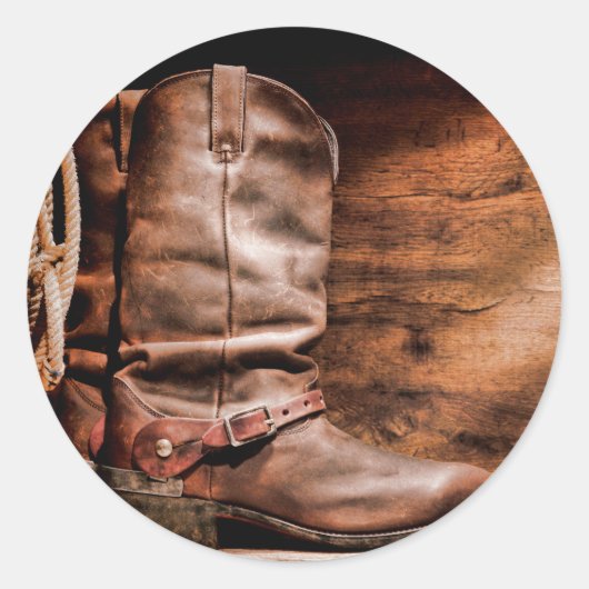 20 - 1.5封筒用シールカウボーイブーツバーンウッドロス ラウンドシール (正面)