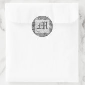 20 - 1.5封筒用シールカントリーブラックレースプリント ラウンドシール (バッグ)