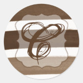 20 - 1.5封筒用シールグラデーションストライプブラウン線 ラウンドシール (正面)