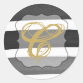 20 - 1.5封筒用シールグラデーションストライプブラックライン ラウンドシール (正面)