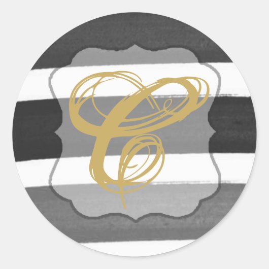 20 - 1.5封筒用シールグラデーションストライプブラックライン ラウンドシール (正面)