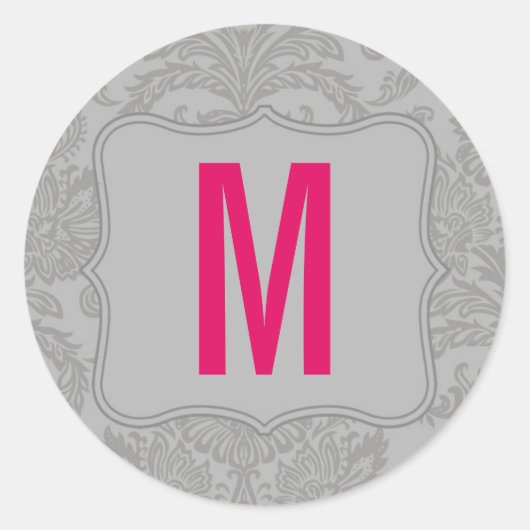 20 - 1.5封筒用シールグレイモダンダマスクレース ラウンドシール (正面)