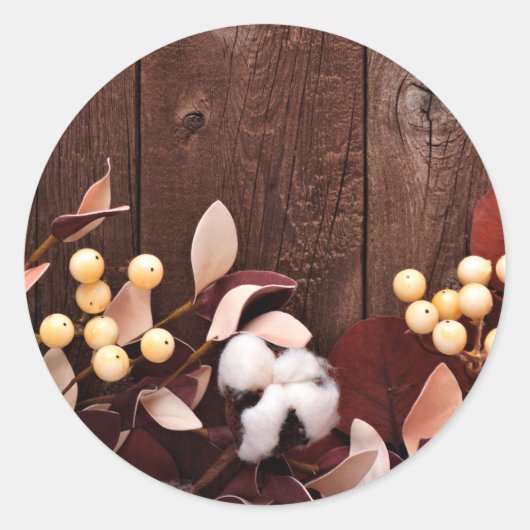 20 - 1.5封筒用シールコットンブランチオンダークウッド ラウンドシール (正面)