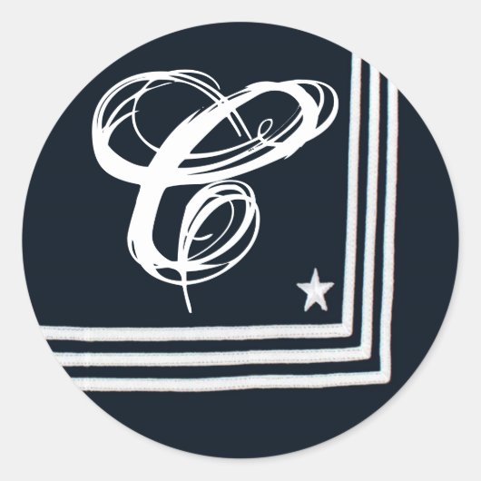 20 - 1.5封筒用シールネイビーサマードレスブルー ラウンドシール (正面)