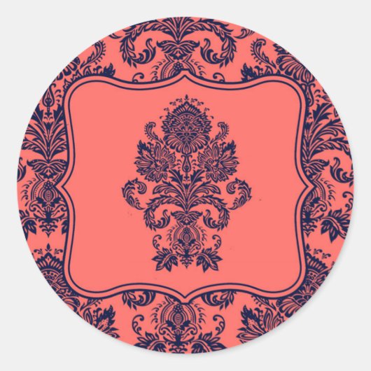 20 - 1.5封筒用シールネイビーブルーコラダマスレース ラウンドシール (正面)