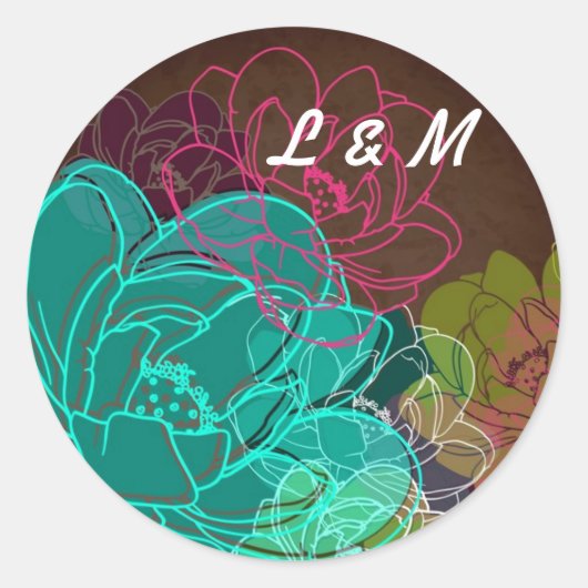 20 - 1.5封筒用シールネオン春フローラ花 ラウンドシール (正面)