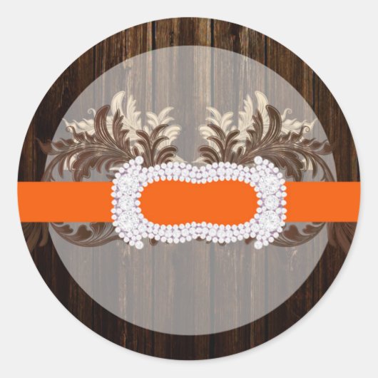 20 - 1.5封筒用シールバーンウッドダイヤモンドリボン ラウンドシール (正面)