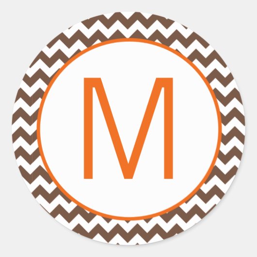 20 - 1.5封筒用シールブラウンオレンジシェブロン ラウンドシール (正面)