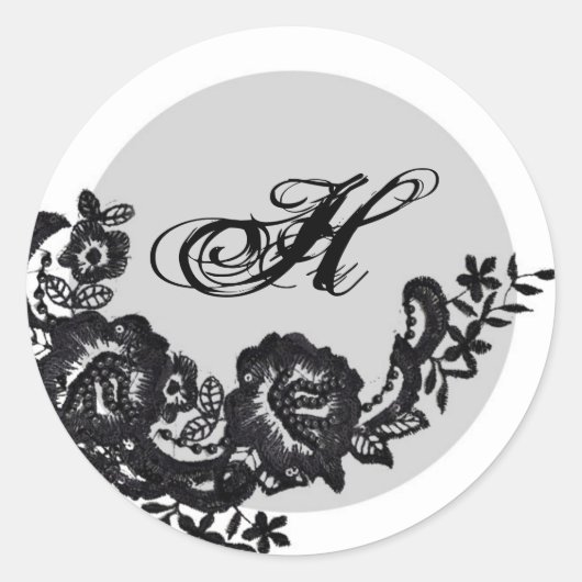 20 - 1.5封筒用シールブラックレースダマスクアンティーク ラウンドシール (正面)