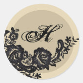 20 - 1.5封筒用シールブラックレースダマスクアンティーク ラウンドシール (正面)