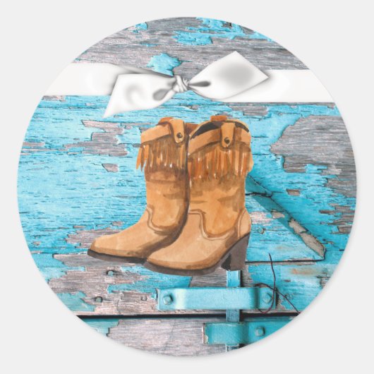 20 - 1.5封筒用シールブルーウッドバーンドアブーツ ラウンドシール (正面)