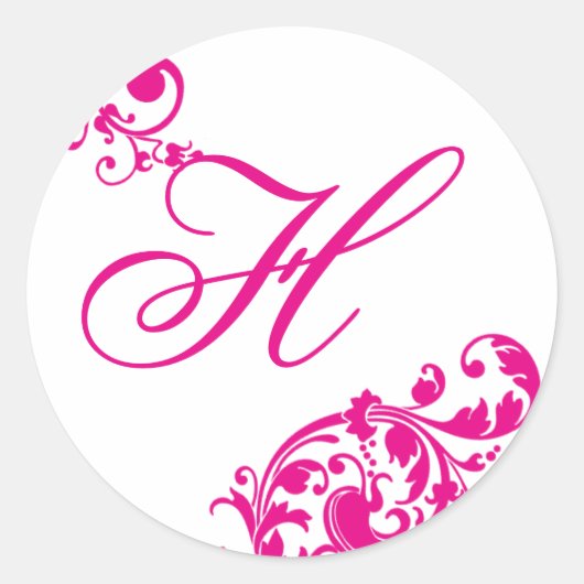 20 - 1.5封筒用シールホワイトホットピンクフローラ ラウンドシール (正面)