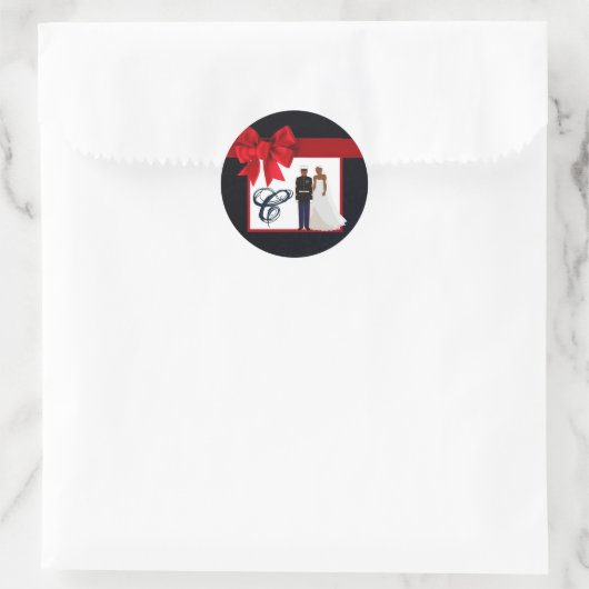 20 - 1.5封筒用シールマリンアフリカンアメ制服 ラウンドシール (バッグ)