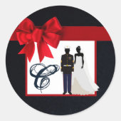 20 - 1.5封筒用シールマリンユニフォーム新郎新婦 ラウンドシール (正面)