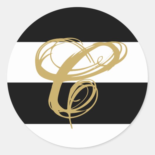 20 - 1.5封筒用シールモダンストライプ白黒 ラウンドシール (正面)