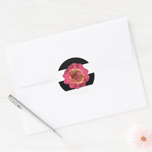 20 - 1.5封筒用シールモダンストライプ白黒 ラウンドシール (封筒)