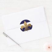 20 - 1.5封筒用シールモダンネイビストライプーホワイト ラウンドシール (封筒)