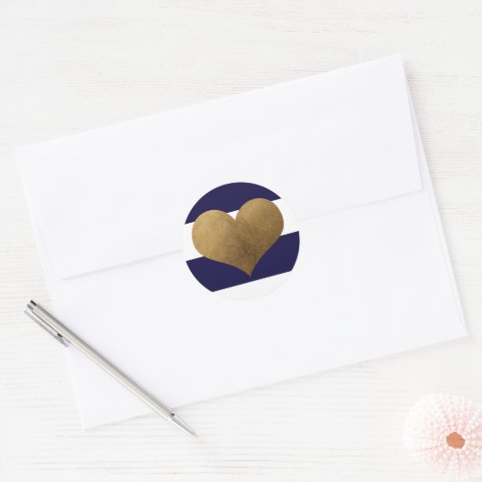 20 - 1.5封筒用シールモダンネイビストライプーホワイト ラウンドシール (封筒)