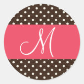 20 - 1.5封筒用シールモノグラムブラウン水玉模様 ラウンドシール (正面)