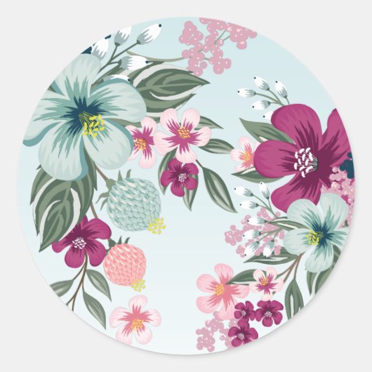 20 - 1.5封筒用シールライトブルーフェード花Lea ラウンドシール (正面)