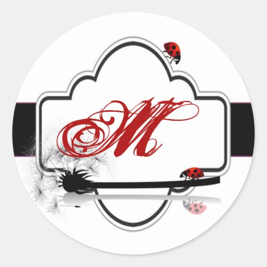 20 - 1.5封筒用シールレディーバグダンドリオン花 ラウンドシール (正面)