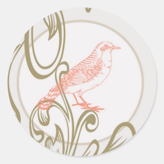 20 - 1.5封筒用シールヴィンテージビクトリアラブバード ラウンドシール (正面)