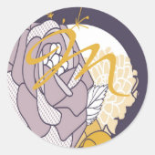 20 - 1.5封筒用シールヴィンテージプラムマスタードバラ ラウンドシール (正面)