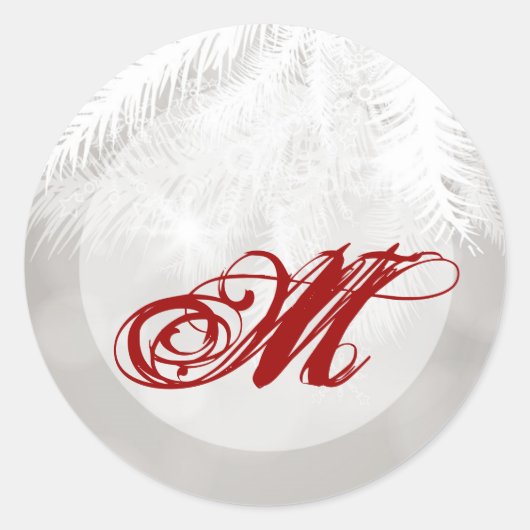 20 - 1.5封筒用シール冬ホワイトパインツリーニー ラウンドシール (正面)