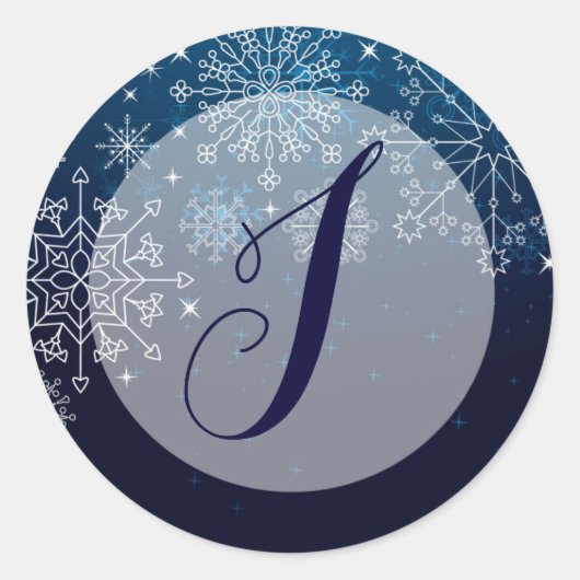 20 - 1.5封筒用シール冬雪片 ラウンドシール (正面)