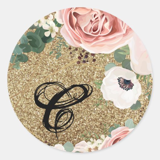 20 - 1.5封筒用シール幾何学園バラ金ゴールド ラウンドシール (正面)