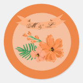 20 - 1.5封筒用シール春ハイビスカスフラワー ラウンドシール (正面)