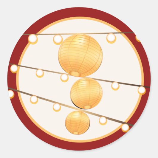 20 - 1.5封筒用シール紙提灯オンレッド ラウンドシール (正面)