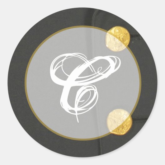 20 - 1.5封筒用シール軍ドレスグリーンズユニフォーム ラウンドシール (正面)