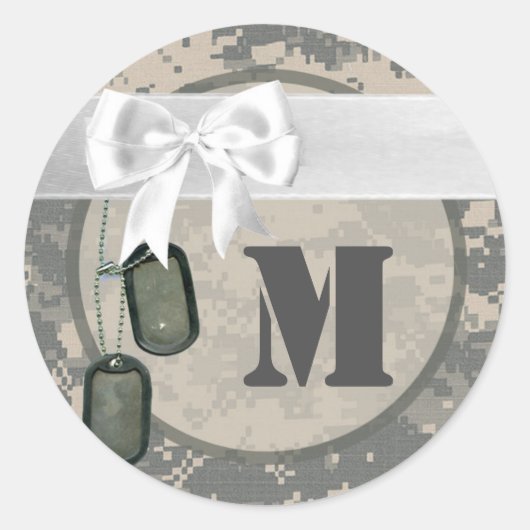 20 - 1.5封筒用シール軍ACUユニフォーム迷彩柄迷彩柄 ラウンドシール (正面)