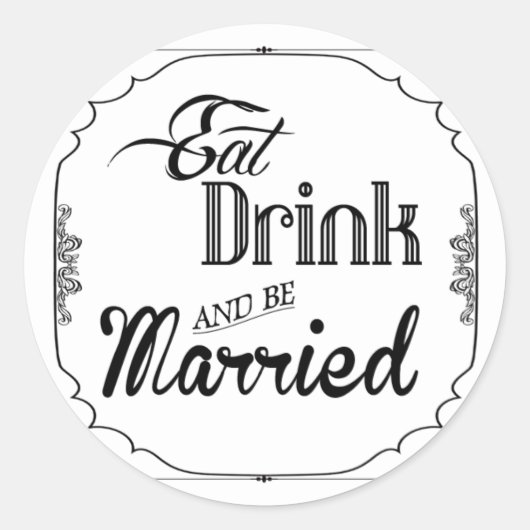 20 - 1.5封筒用シール飲食べみ物Be結婚した White ラウンドシール (正面)