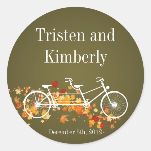 20 - 1.5"お気に入りステッカーズブラウン秋ダブルバイク ラウンドシール (正面)