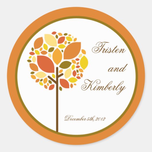 20 - 1.5"お気に入りステッカー秋モダンの木の秋 ラウンドシール (正面)