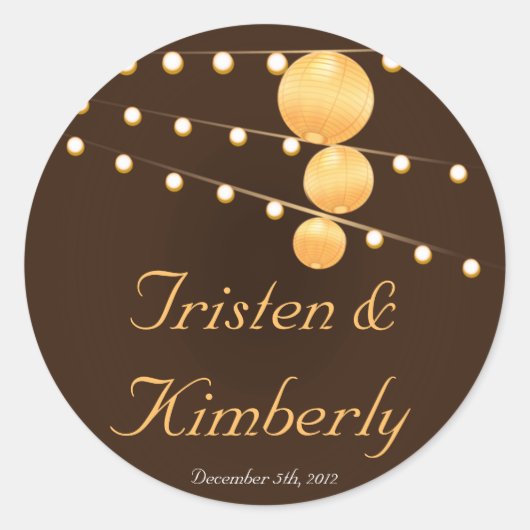 20 - 1.5"お気に入りステッカー紙提灯Brown ラウンドシール (正面)
