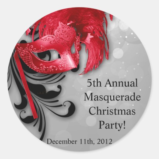 20 - 1.5"シルバーマスカレードで赤いステッカーをお気に入り ラウンドシール (正面)