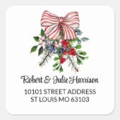 20 Cute Christmas Bouquet Return Address Sticker スクエアシール (正面)